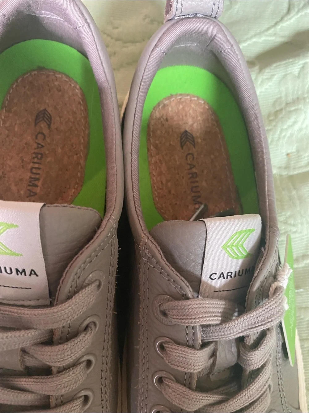 Cariuma Grey Low-Top Sneakers with Lime Green Insoles